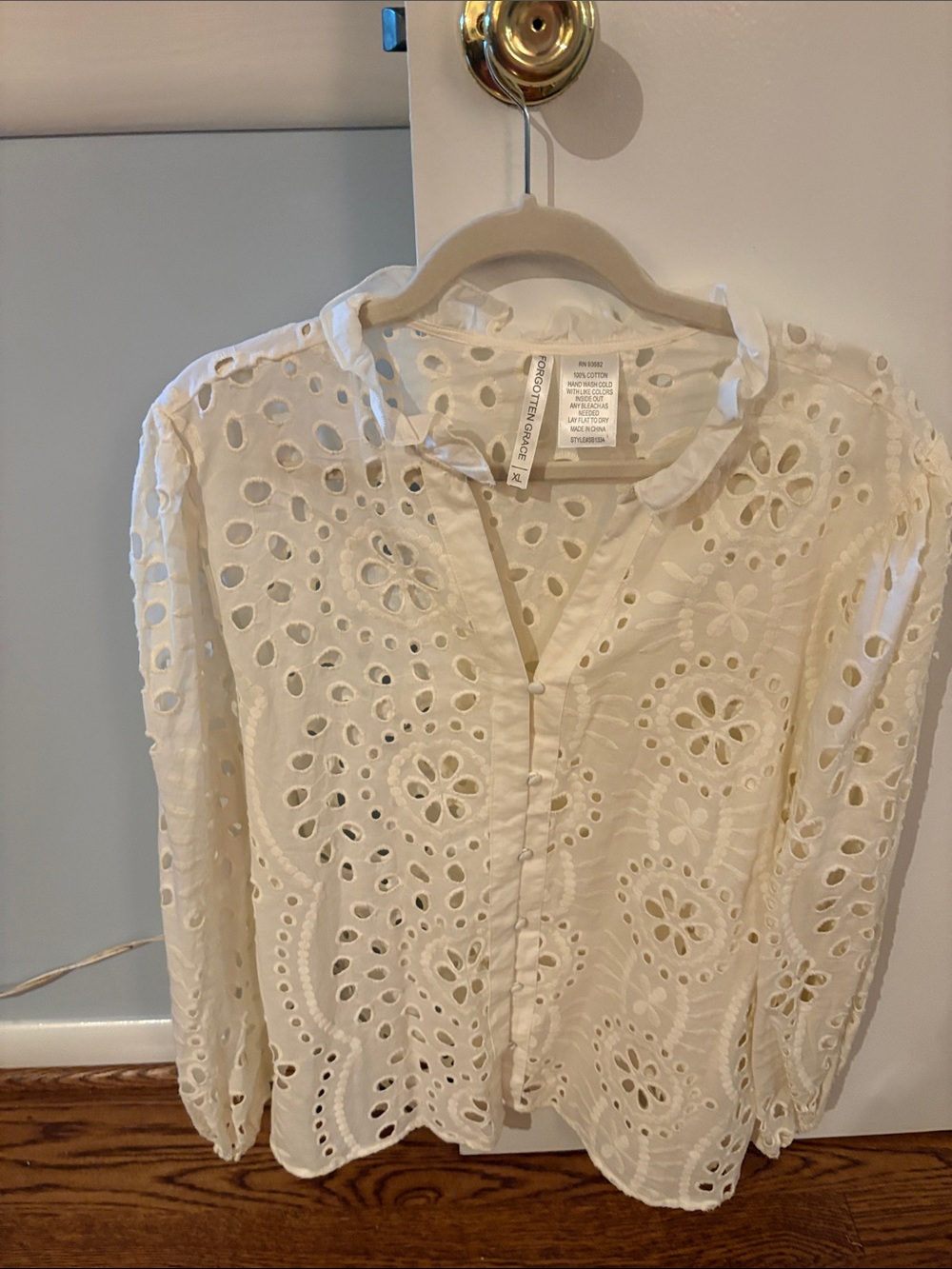 Women's Eyelet Button-Down Shirt - White